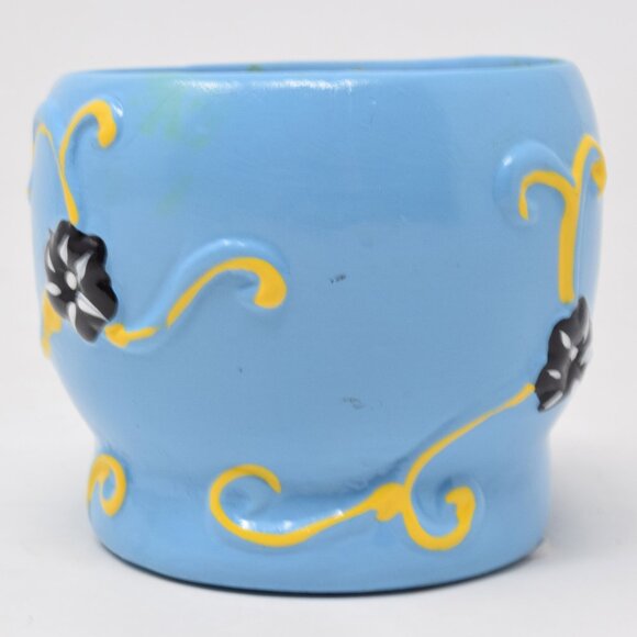 Sugar Skull Planter Dia De Los Muertos Succulent Pot Small Blue Insert Halloween - Picture 9 of 10